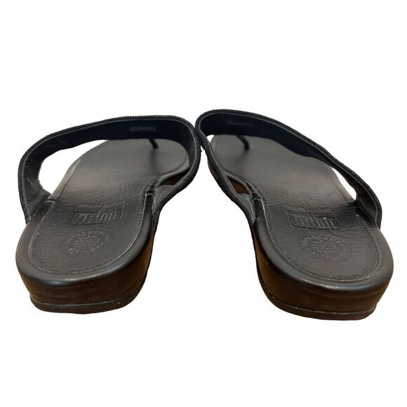 Fit Flops Black Leather Thong Sandals Size 11 - Picture 3 of 7
